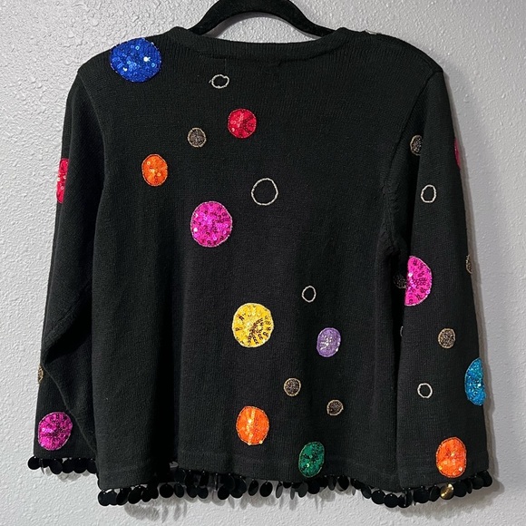 Vntg Jane’s Closet Beaded Circles Multicolor Sweater Cardigan SM Sequins/Beading - Picture 3 of 8